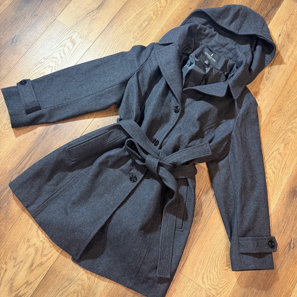 Charcoal Gray Wool Coat Wool Trench Coat Vintage Inspired Coat Wool Pea Coat